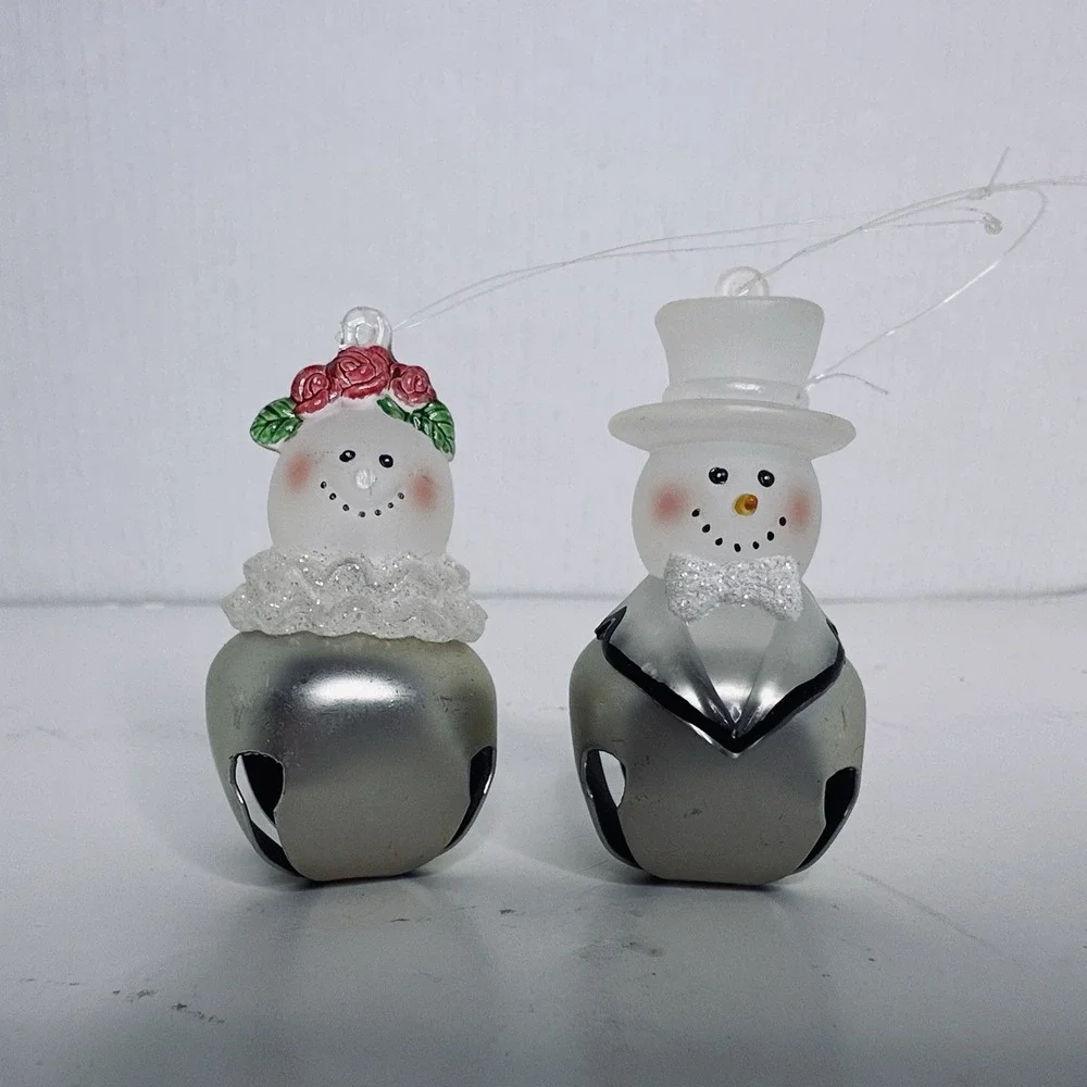 Snowman bride‎ & groom jingle buddies ornament 2 1/2